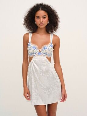 slim fit dress slacks For Love & Lemons Opal Mini Dress Silver – blueandcream